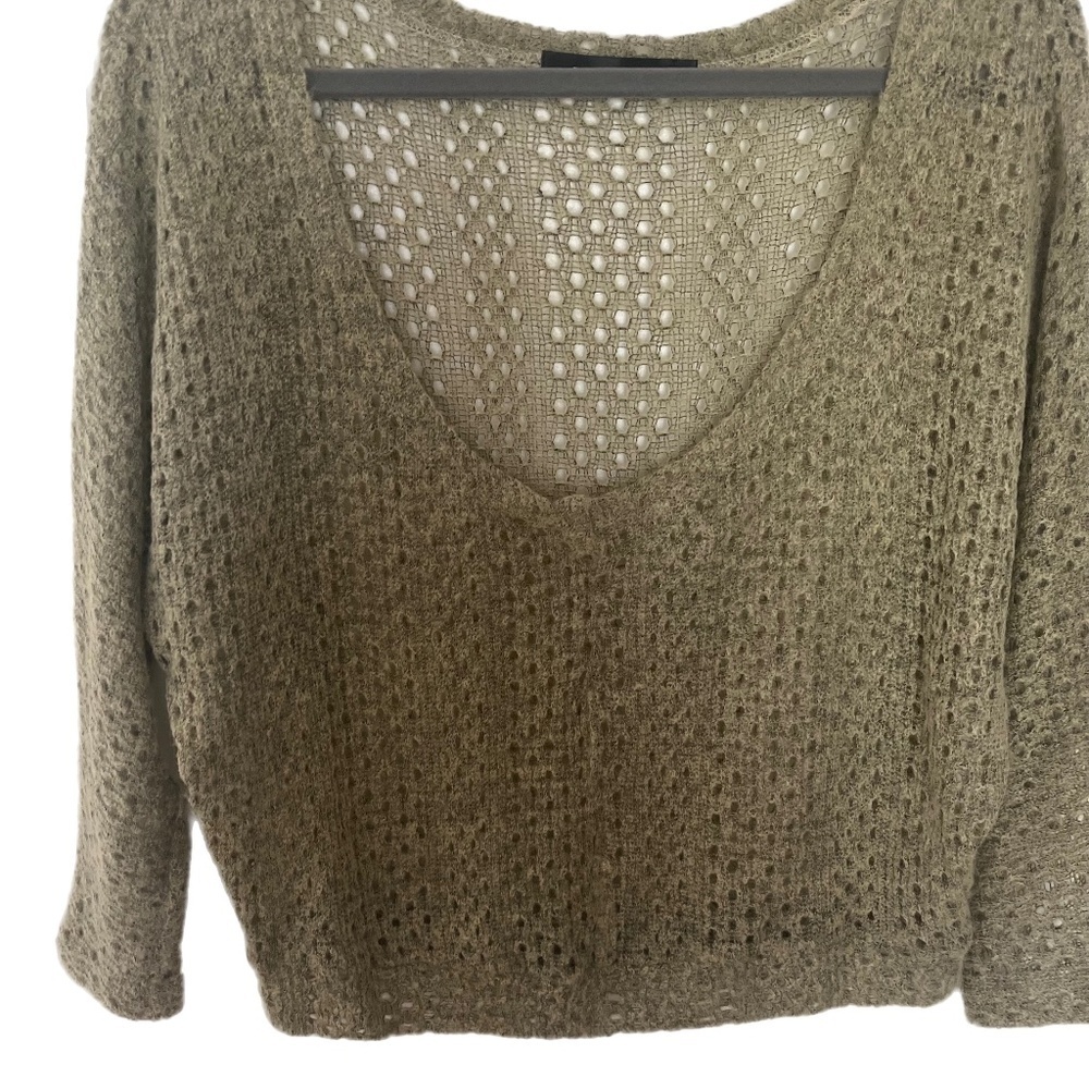 Crochet Olive green semi crop beach lightweight minimalist sweater